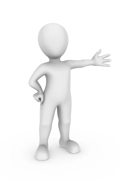 3D beyaz adam hoş geldiniz poz