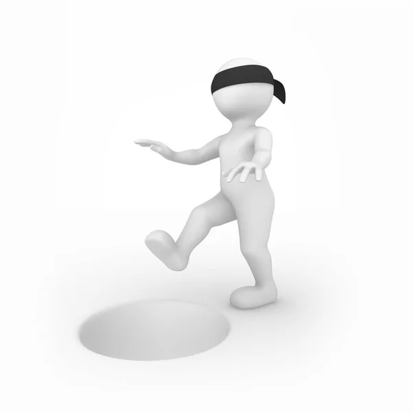 3D beyaz adam ve derin delik. 