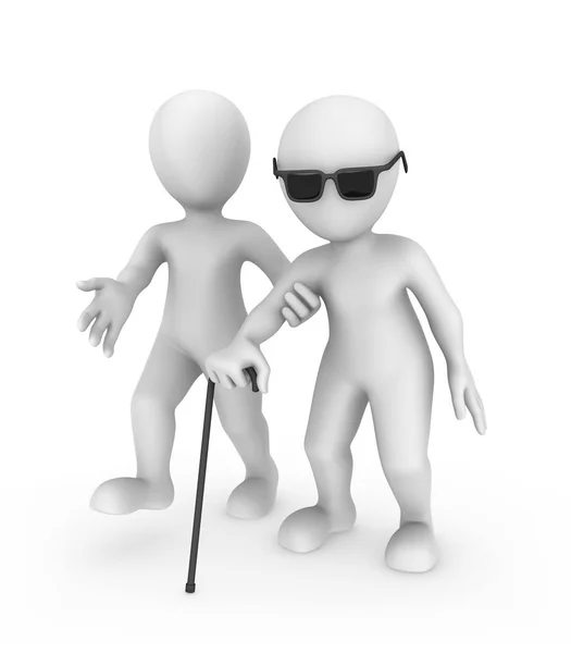 White Man Helps Blind Person — Stock Photo, Image