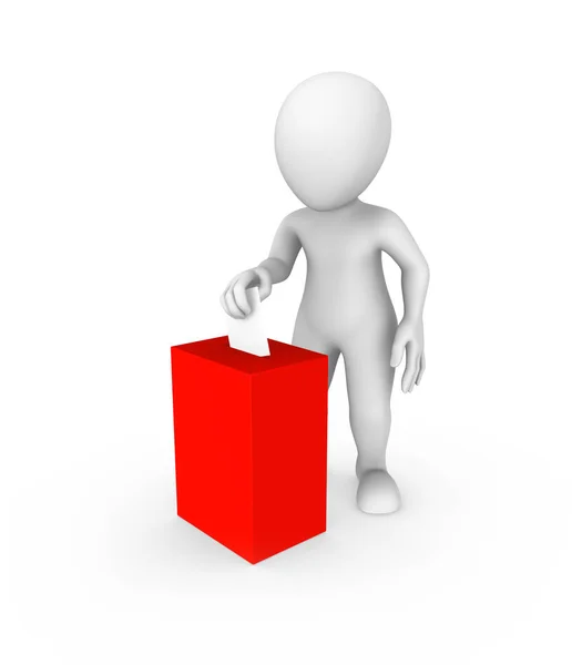 Hombre Blanco Caja Votación Roja — Foto de Stock