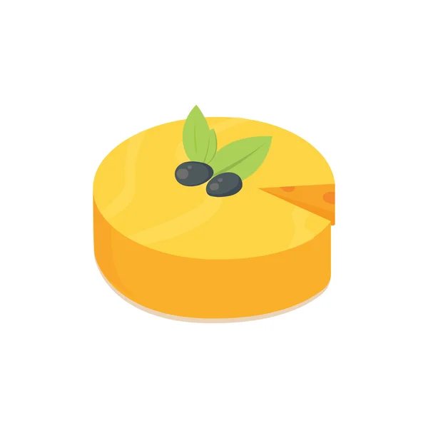 Delicioso vetor de queijo fresco fatiado isolado — Vetor de Stock