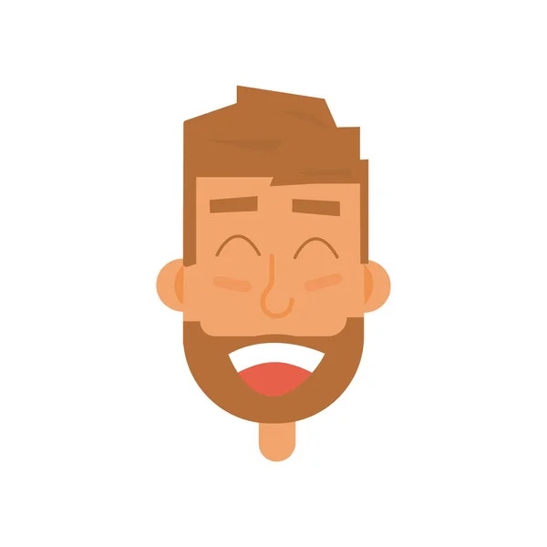 Uomo barbuto faccia avatar. Uomo piatto affrontare le emozioni . — Vettoriale Stock