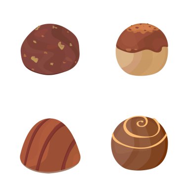 çikolata şekerleme vektör kümesi. koyu arka plan üzerinde çizgi film