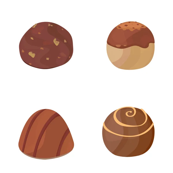 Vector uppsättning choklad godis. tecknad på mörk bakgrund — Stock vektor