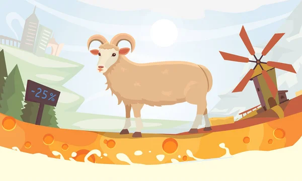 Lait de ferme illustration de dessin animé moutons — Image vectorielle