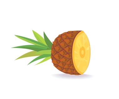 karikatür beyaz arka plan düz illüstrasyon tropikal meyve ananas.