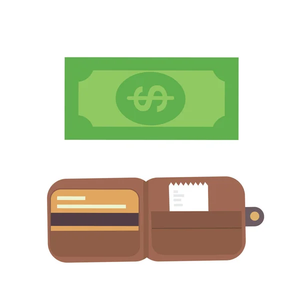 Portemonnaie Vektor Illustration. Finanztasche flache Symbole Set — Stockvektor