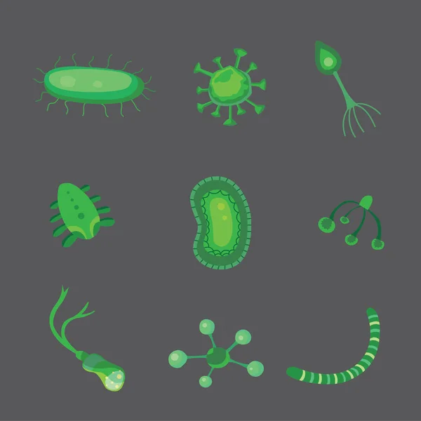 Ensemble de vecteurs bactéries et virus — Image vectorielle