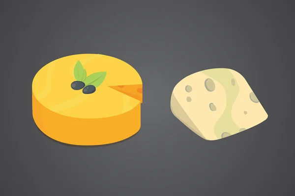 Tipos de queso. Iconos de ilustración vectorial realista de estilo plano moderno. Parmesano aislado o queso cheddar fresco . — Vector de stock