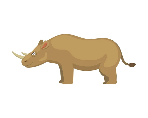 Dessin animé rhinocéros drôle isolé sur fond blanc — Image vectorielle