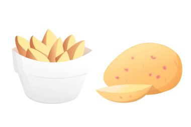 Set patates vektör çizim. Beyaz arka plan üzerinde izole patates.