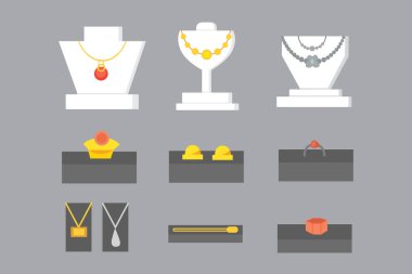 Takı öğeler kümesi. Altın ve değerli taşlar değerli accessorize