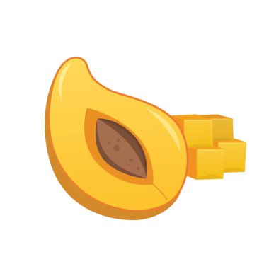 Mango sarı meyve izole vektör çizim. Olgun ve taze