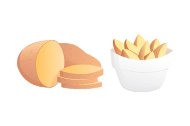 Set patates vektör çizim. Beyaz arka plan üzerinde izole patates.