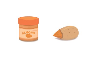 Vektör toplama çizgi film izole badem. helthy fındık vejeteryan yemekleri