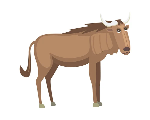 Antelope geïsoleerd op een witte achtergrond. Afrikaanse dieren in cartoon stijl. — Stockvector