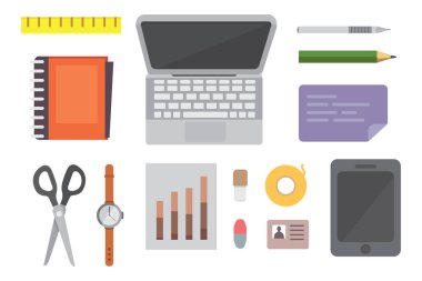 Yaratıcı ofis işyeri illüstrasyonlar modern düz stil