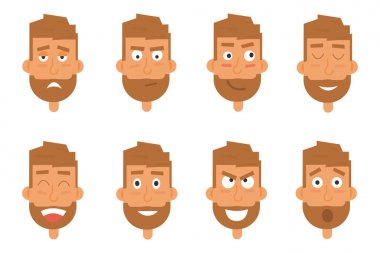 İşadamı nesil çeşitli ifadeler. Karakterler duyguların yüzleri vektör.