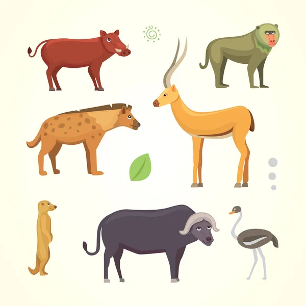 Afrikanische Tiere Cartoon-Vektor-Set. Safari isolierte Illustration. — Stockvektor