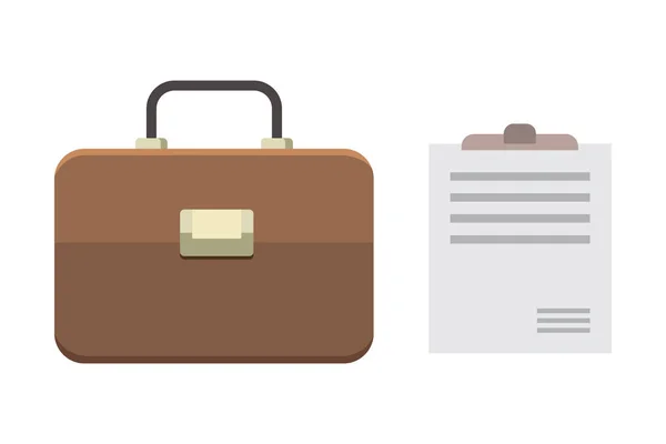 Escritório pessoal e Business Icon vetor maleta, documento ilustração plana —  Vetores de Stock