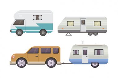 Retro karavan römork koleksiyonu. Araba römork karavan. Turizm.