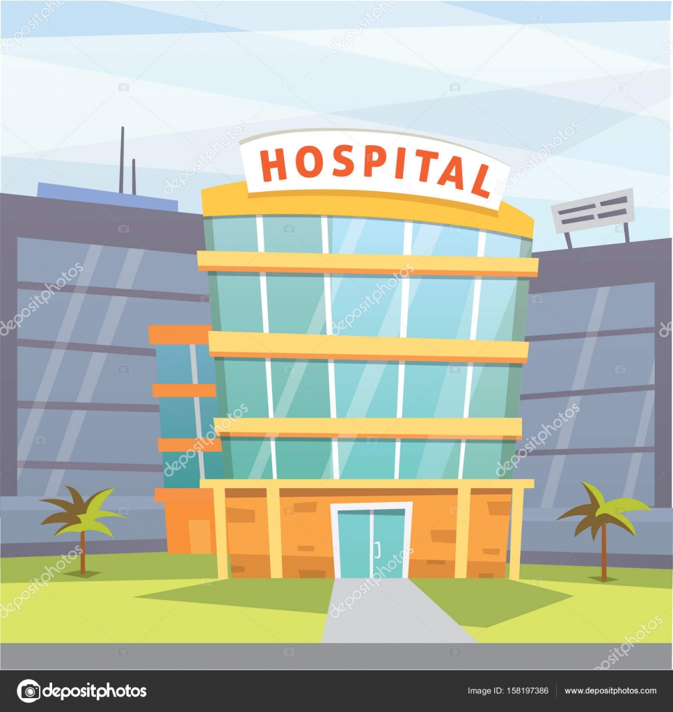 Hospital building cartoon modern vector illustration. Medical Clinic and city background. Emergency room exterior Stock Vector Image by © #158197386 Hospital building cartoon modern vector illustration. Medical Clinic and city background. Emergency room exterior Stock Vector Image by © #158197386