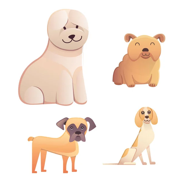 Jiný typ kreslených psů. šťastný pes sada vektorové ilustrace. — Stockový vektor