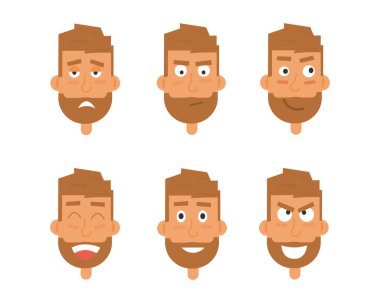 İşadamı nesil çeşitli ifadeler. Karakterler duyguların yüzleri vektör.