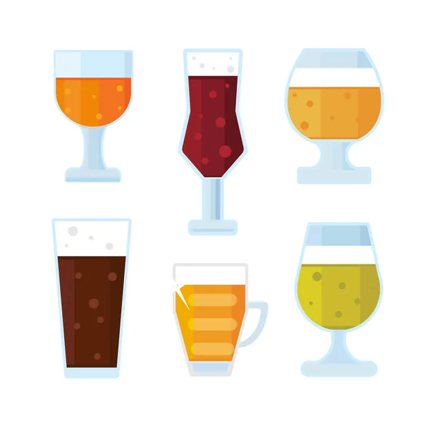 Conjunto de ícones vetoriais de cerveja. garrafa, vidro e rótulo . — Vetor de Stock