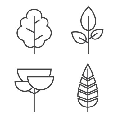 Ayarla vektörünü ağaçlar satır. Orman yaratıcı simgeler