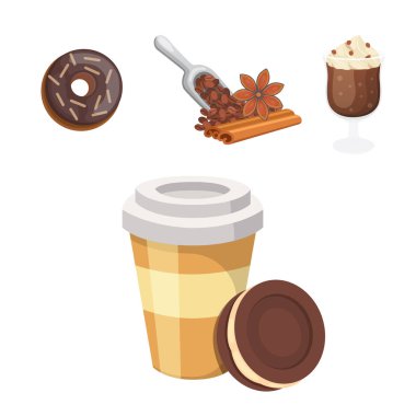 Bir fincan kahve, cappuccino, kahve ve çikolata yemek. Tatlı çöller zaman.