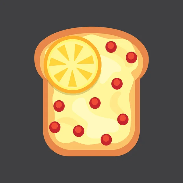 Toasts und Sandwich-Frühstück. Brottoast mit Marmelade, Ei, Käse, Blaubeere, Erdnussbutter, Salami, Fisch. flache Vektorabbildung. — Stockvektor