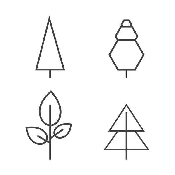 Conjunto de árvores de linha vetorial. Ícones criativos da floresta — Vetor de Stock