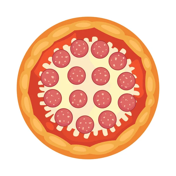 Dünn geschnittene Peperoni sind eine beliebte Pizza. italienischer Koch und Pizzen-Lieferung. — Stockvektor