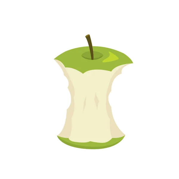 Ilustración vectorial del muñón de manzana verde en estilo de dibujos animados — Archivo Imágenes Vectoriales