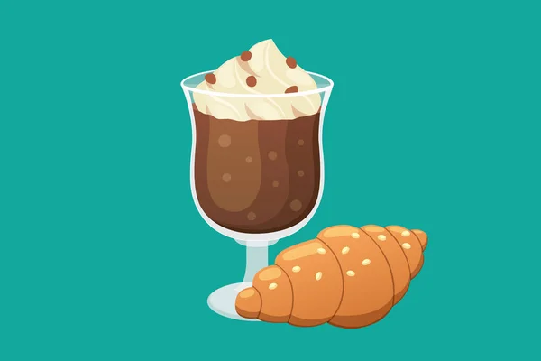 Café y dulce postre aislado vector ilustración . — Vector de stock