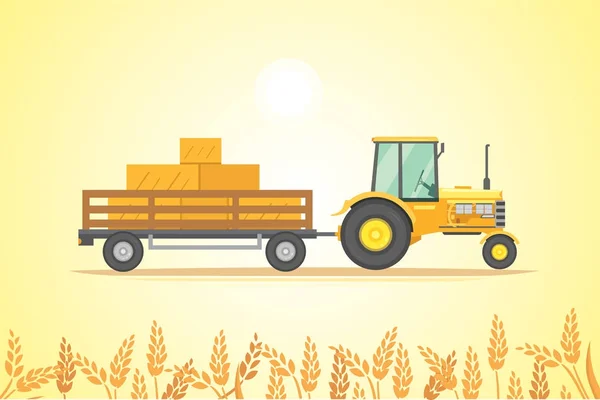 農場トラクターのアイコン ベクトル イラスト。フィールドワークのため大型の農業機械. — ストックベクタ