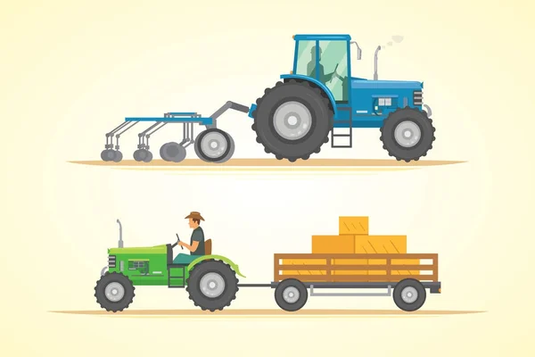 Icon-Vektor-Illustration für landwirtschaftliche Traktoren. Schwere Landmaschinen für die Feldarbeit. — Stockvektor