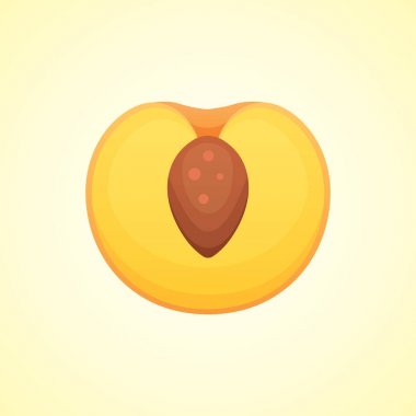 Şeftali yarısı vektör illüstrasyon izole. Tasarımınız için taze meyve.