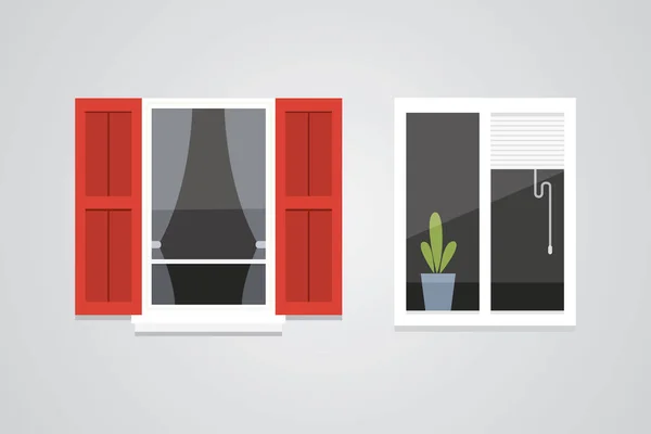 Ilustracja wektorowa różnych wnętrz windows różnych form — Wektor stockowy