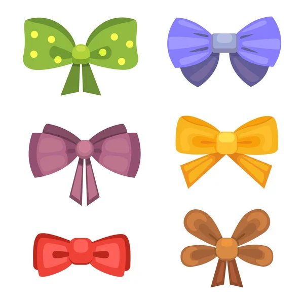 Desenhos animados bonito dom arcos com fitas. gravata borboleta cor —  Vetores de Stock