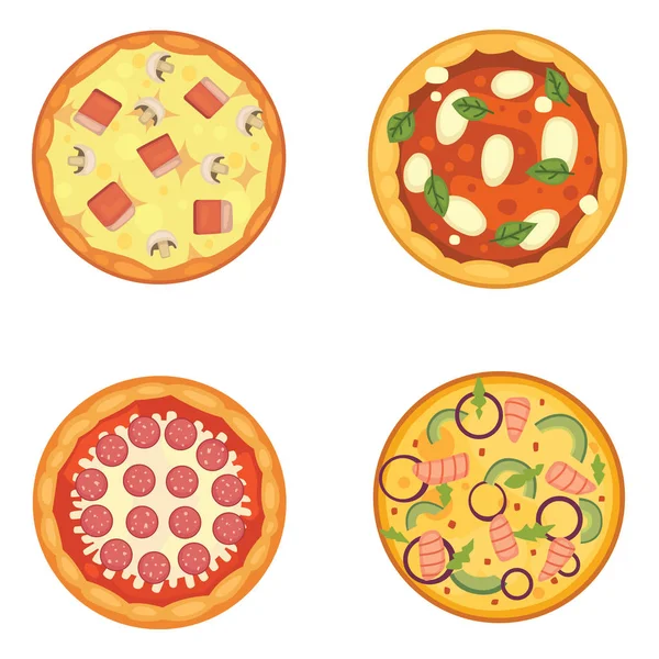 Le pepperoni finement tranché est une pizza populaire. Cuisson italienne et livraison de pizzas . — Image vectorielle