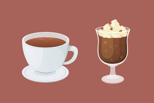 Иллюстрация к кофе и сладкому десерту . — стоковый вектор