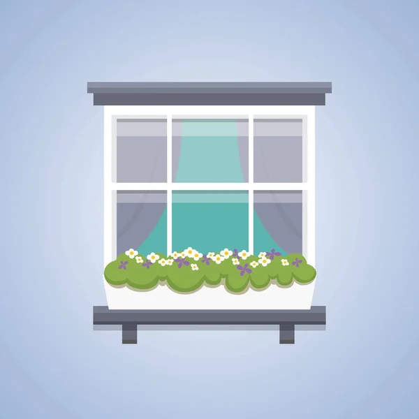 Illustration des inneren Fenstervektors. Architektur-Design Außen- oder Außenansicht, Gebäude-und Wohnthema — Stockvektor