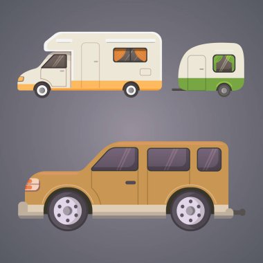 Retro karavan römork koleksiyonu. Araba römork karavan. Turizm.