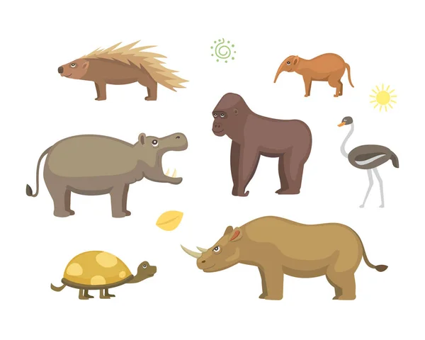 Animales africanos vector de dibujos animados conjunto — Archivo Imágenes Vectoriales