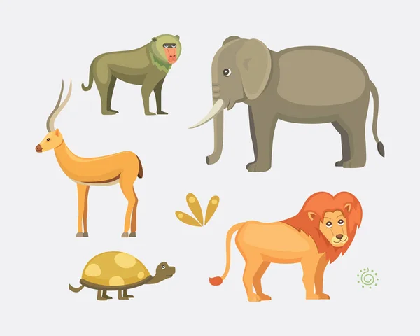 Animales africanos vector de dibujos animados conjunto . — Archivo Imágenes Vectoriales