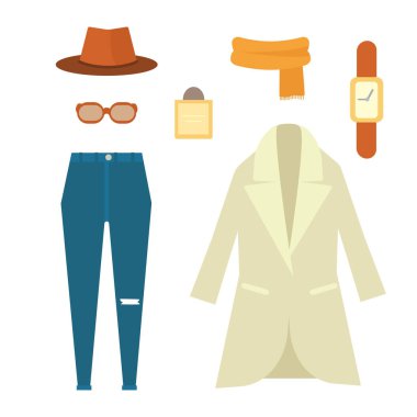 Bayan giyim ayarlayın. Sonbahar kış koleksiyonu ayakkabı.