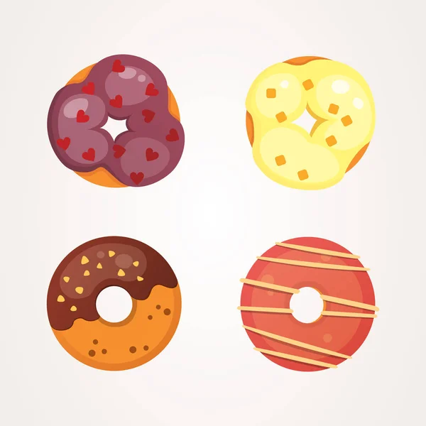 Catoon Donut mit Glasur Vektor Illustration isoliert. — Stockvektor