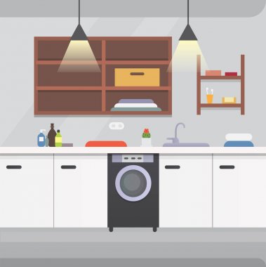 Banyo iç veya Mimarlık ve mobilya vektör çizim.
